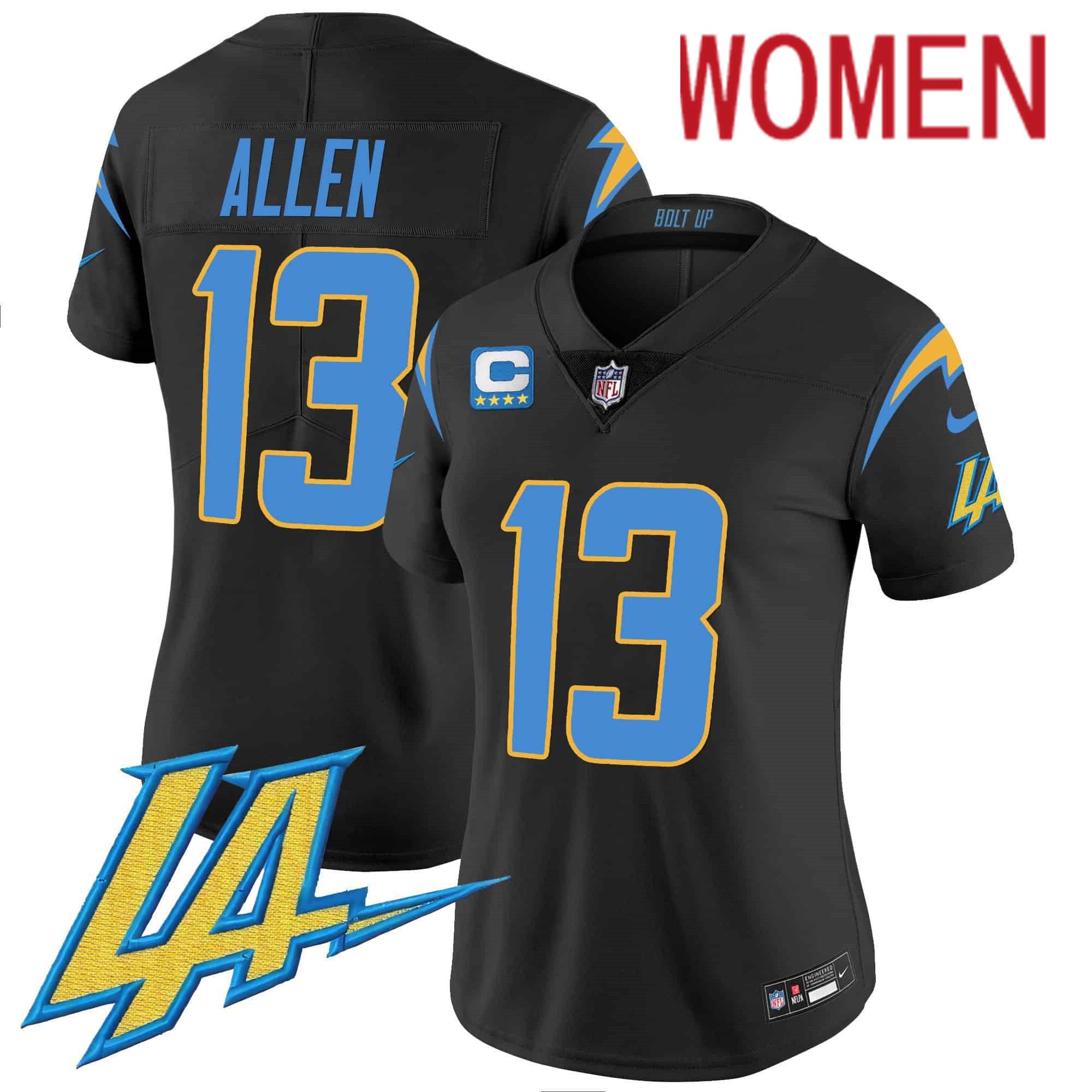 Women Los Angeles Chargers 13 Allen Black 2024 Nike Vapor Limited NFL Jersey style 1